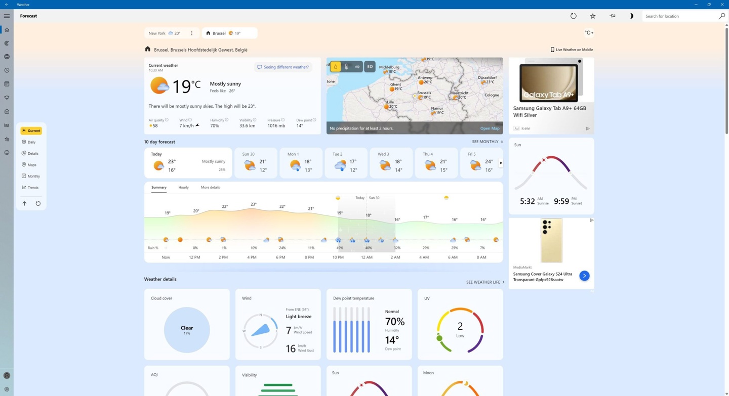微软 MSN Weather 嵌入更多推广内容：2
