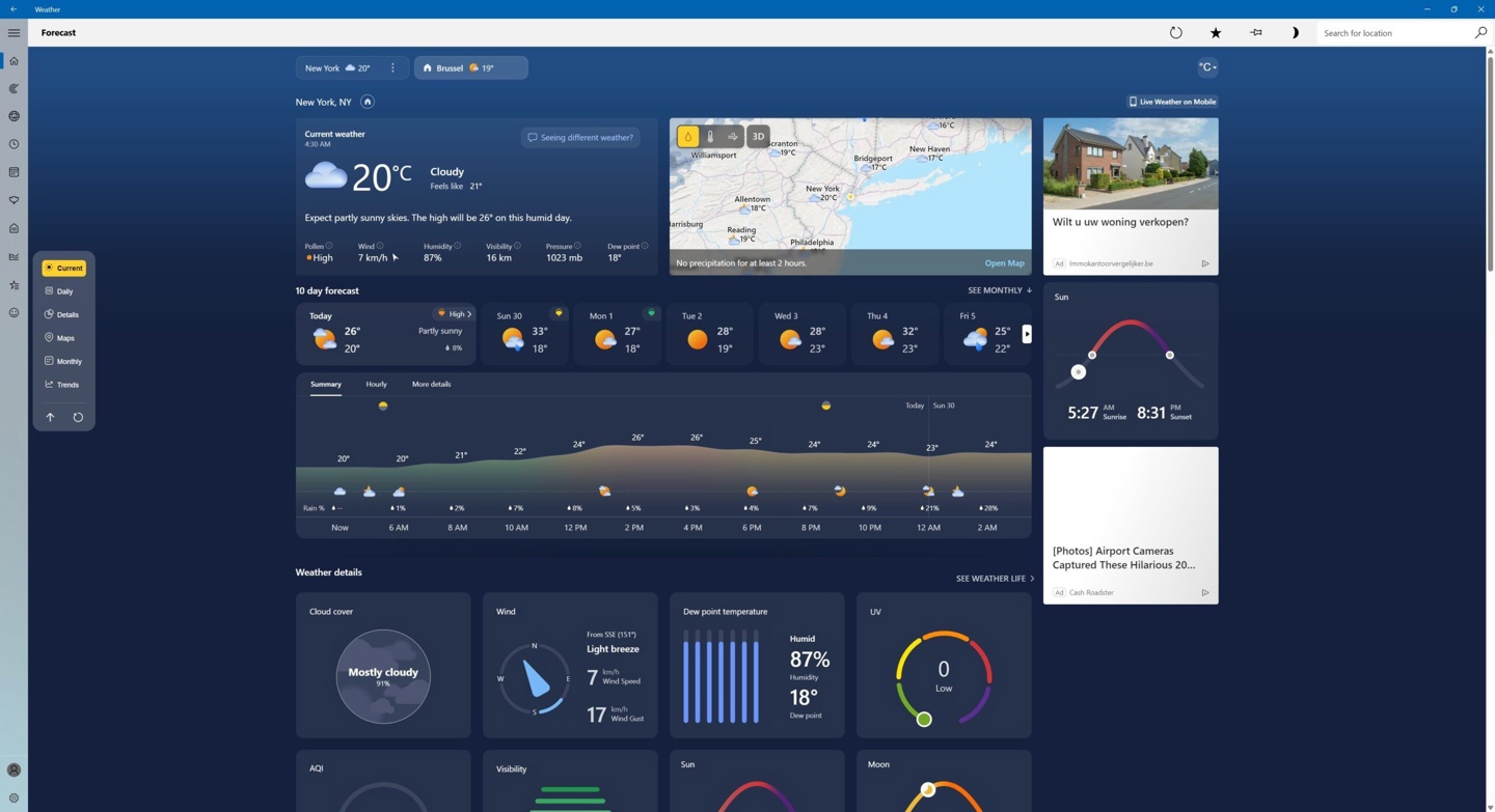 微软 MSN Weather 嵌入更多推广内容：2