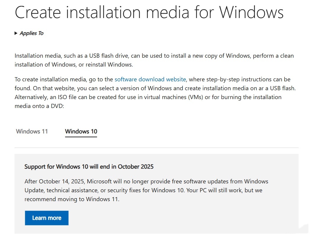 微软官网下载渠道发出 Win10“死亡警告