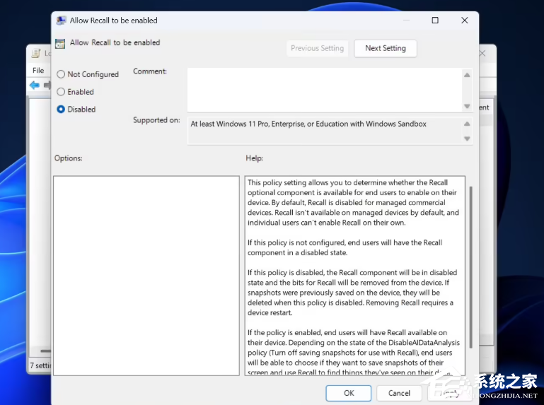 Win11禁用Recall AI回顾功能的方法