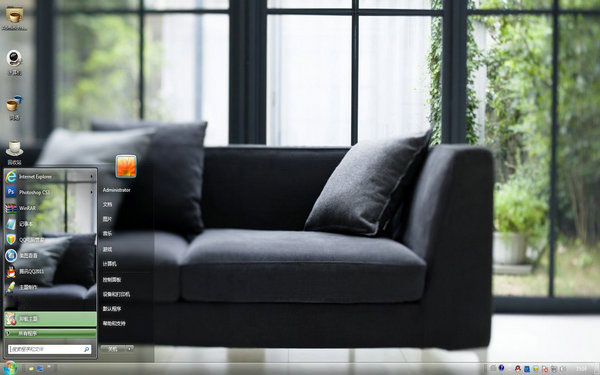 清新黑色家居win7电脑主题包