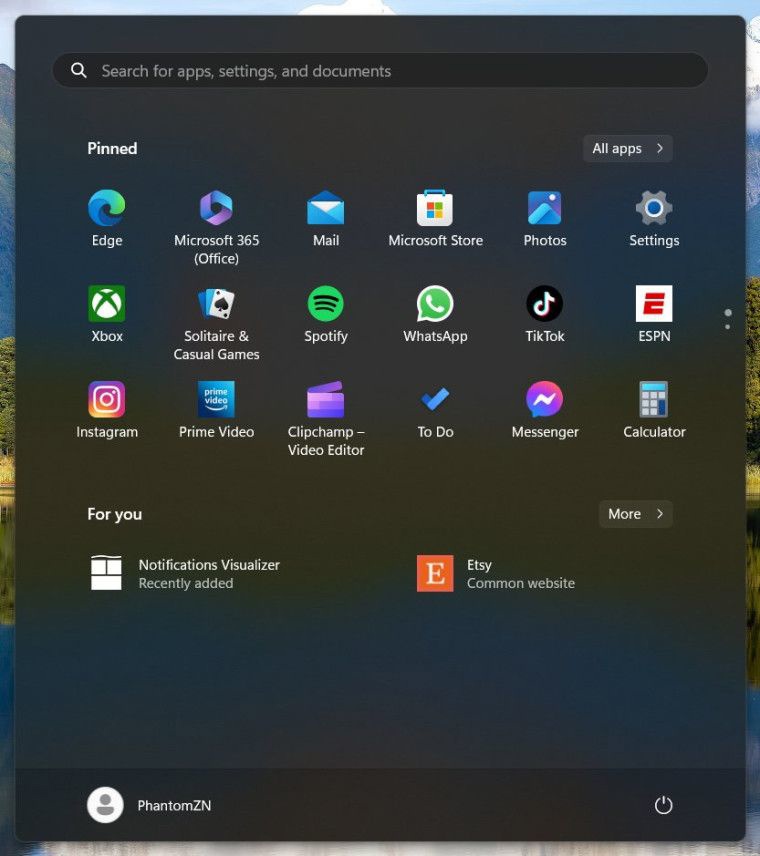 Win11 开始菜单“Recommendations”将更改为“For You”！