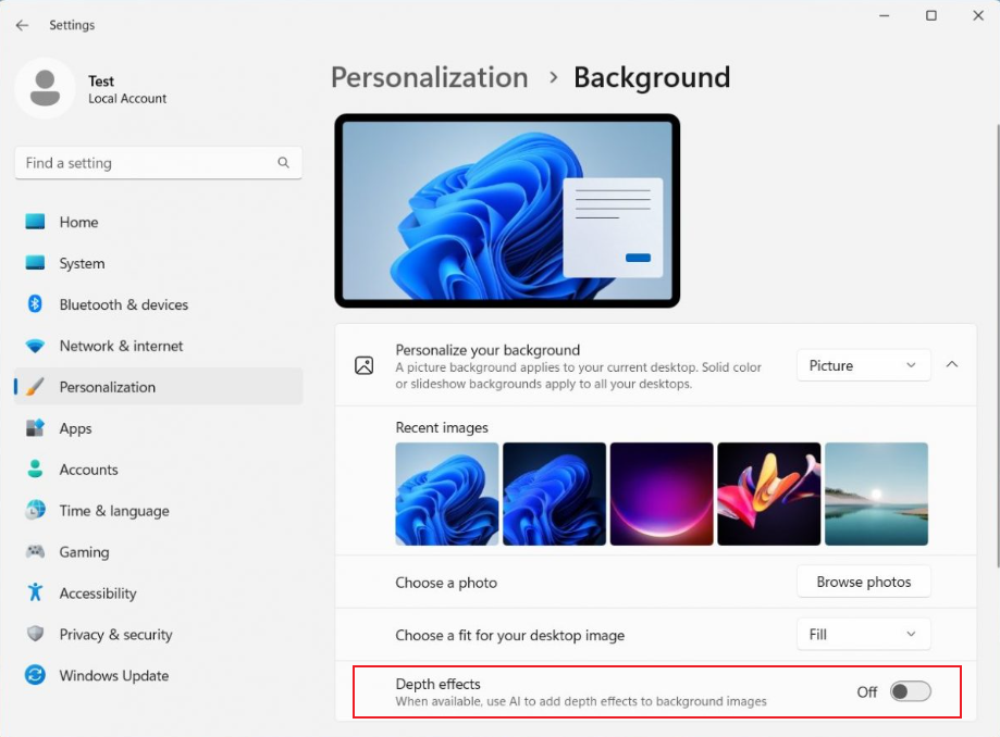 Win11正测试开发新功能：通过AI将桌面壁纸自动加上景深效果