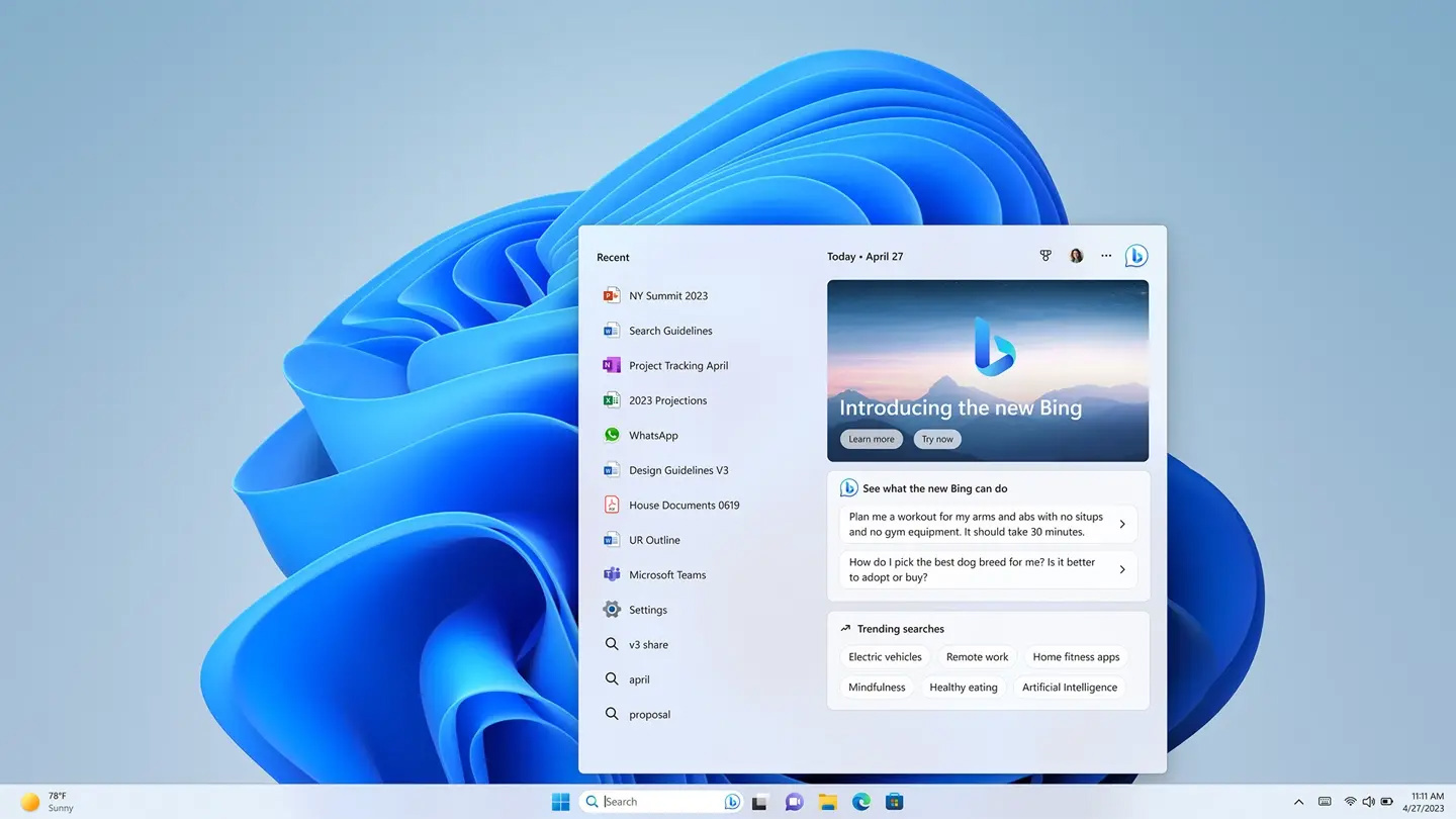 微软已经确定不会从Win11任务栏中移除必应聊天