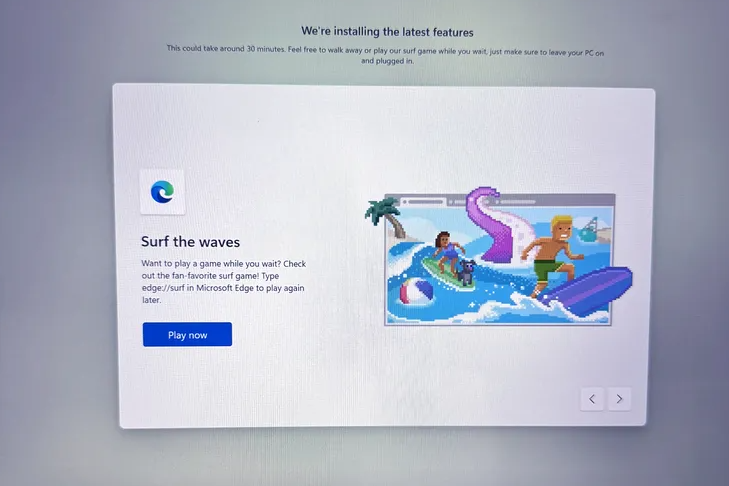 微软 Win11 首次开机 OOBE 流程添加“冲浪”小游戏：安装过程更加有趣