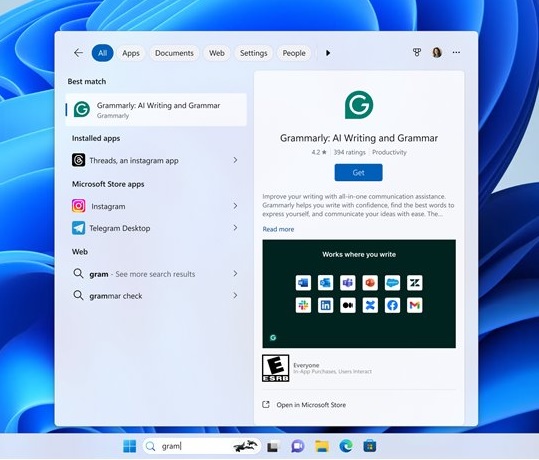 微软 Win11 搜索将集成 Microsoft Store 应用商店：用户可直接下载应用
